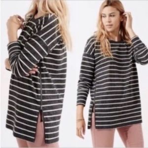 Lou & Grey Womans Striped Side Zip Crewneck Tunic